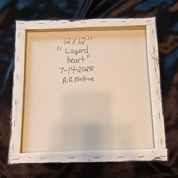 Heart Painting On Canvas Acrylic Painting 12x12" Pink and Black Home Decor New! - Picture 3 of 3